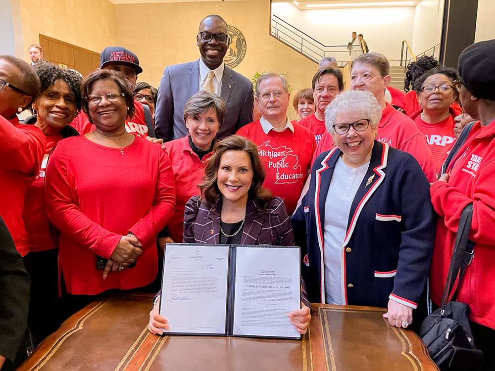 Whitmer signs repeal of unfair retirement tax on educators