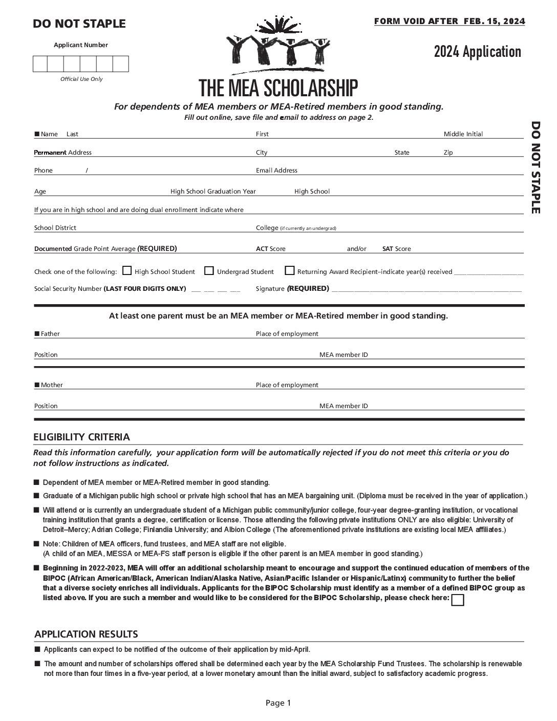 202324 MEA Scholarship application Michigan Education Association