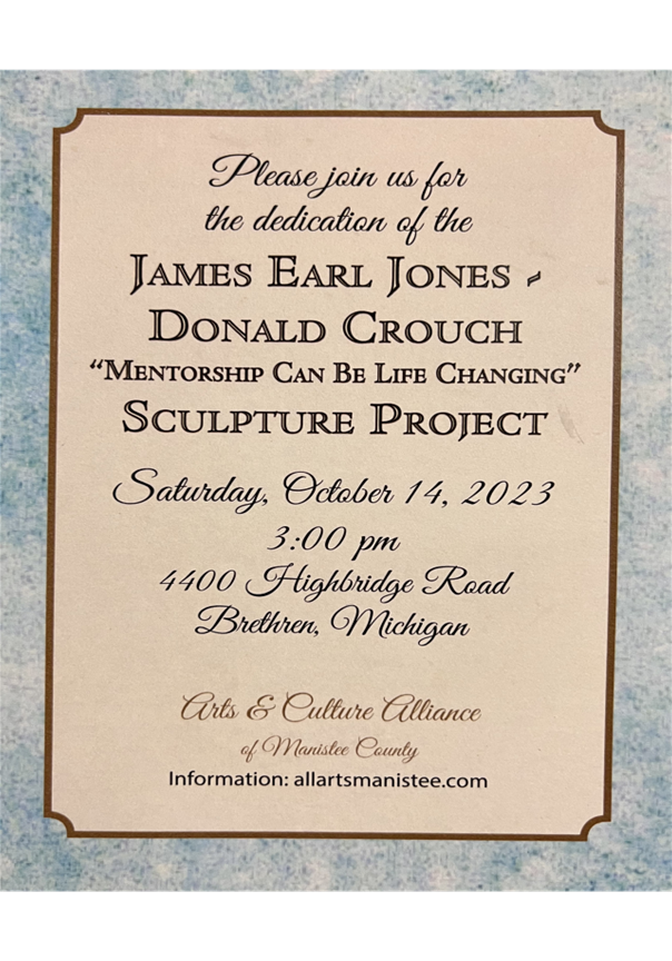 Picture of an invitation to an event honoring the new sculpture.