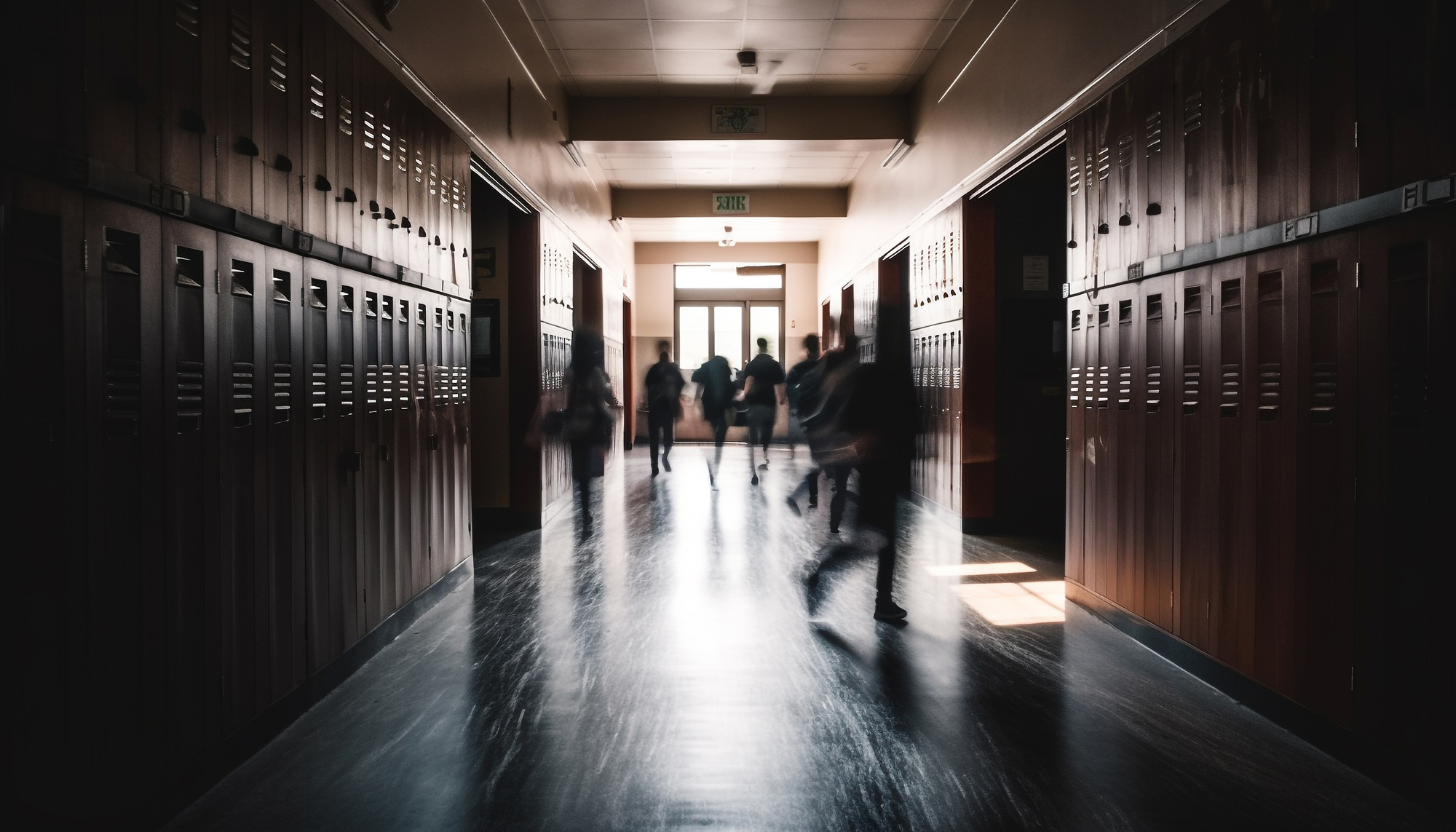 A photo of students in a hallway