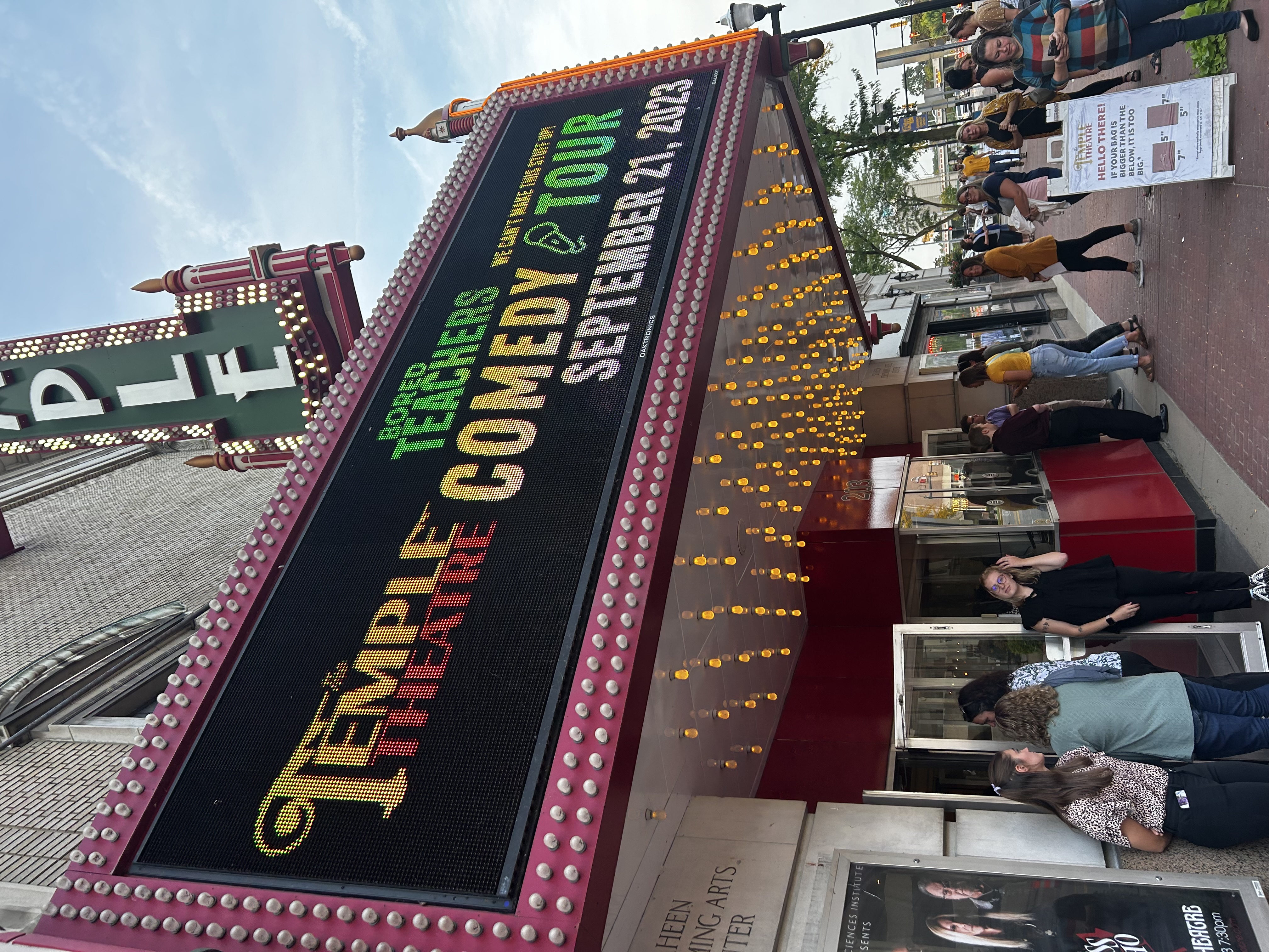 A picture of the Temple Theatre marquee.