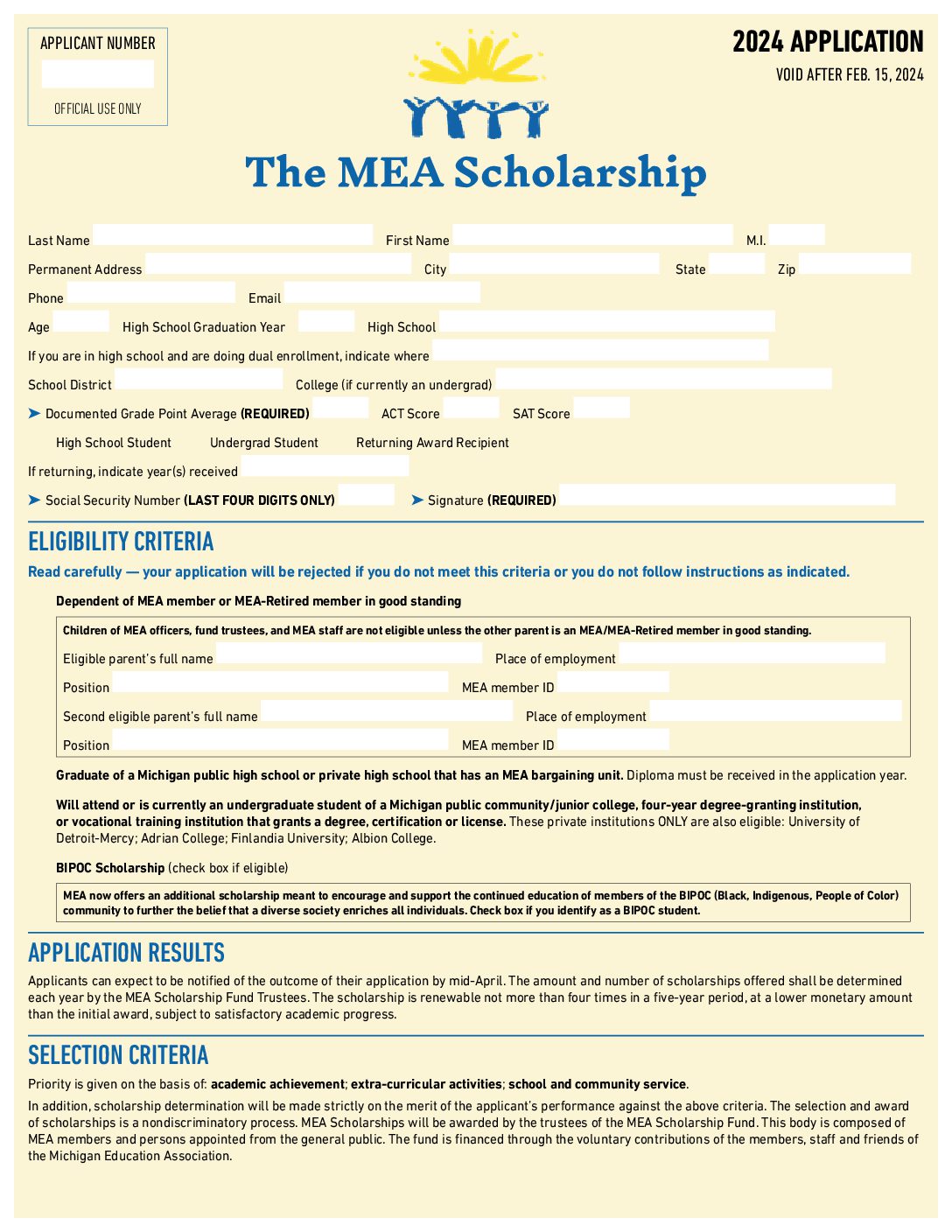 MEA Scholarship Application for web