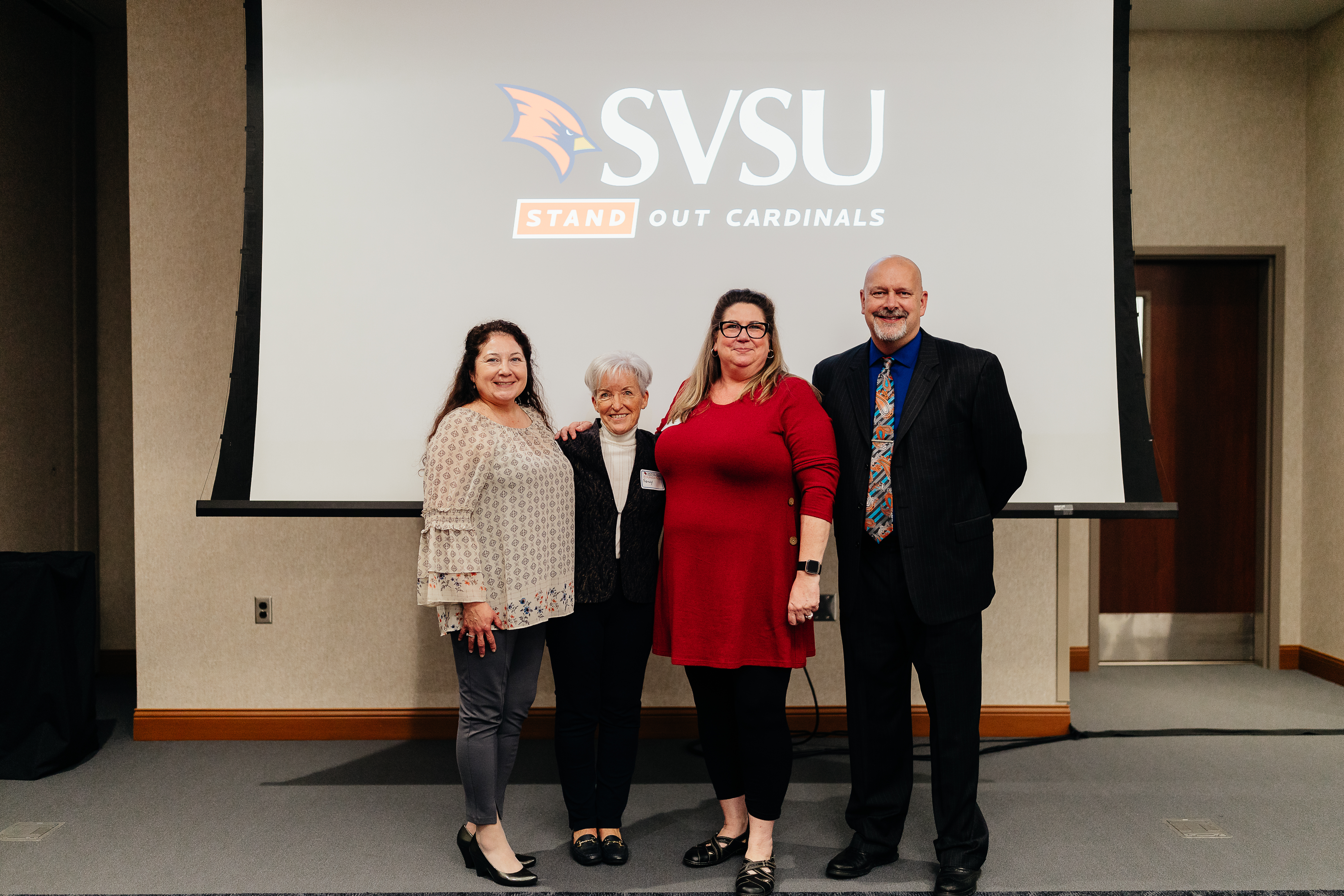 Pictured at a ceremony honoring the Wageners (left to right): SSA President Kathleen Chantaca‑Kubczak, former MEA Vice President Nancy Strachan, SSA Vice President Deb Rickert, MEA Vice President Brett Smith.